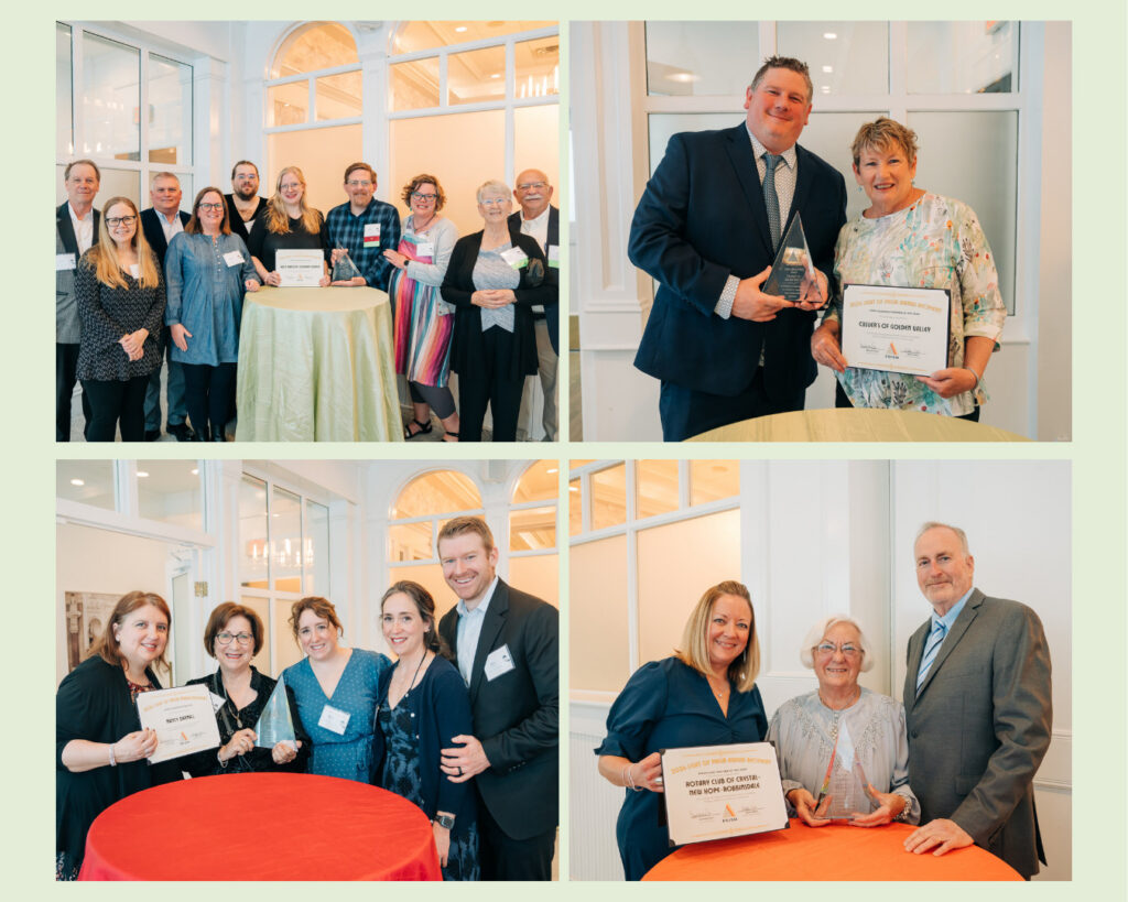 Light of PRISM Award Winners. Top Left: Holy Nativity Lutheran Church; Top Right: Ben Sparks and Julie Anderson of Culver's Golden Valley; Bottom Left: Nancy Darnall and family; Bottom Right:: Crystal, New Hope, Robbinsdale Rotary Club